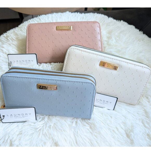 Laundry by Shelli Segal, Double Zip Long Wallet, Grey Blue, NWT Retail $58 - Picture 4 of 10